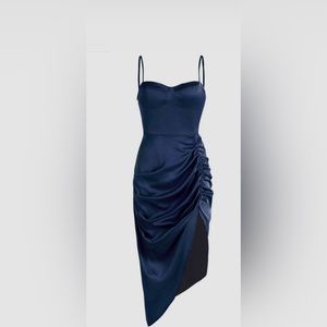 Navy Blue Satin Dress
